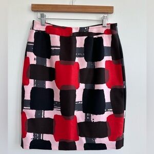 Kate Spade Black, Pink & Red Silk Blend Skirt Size 6